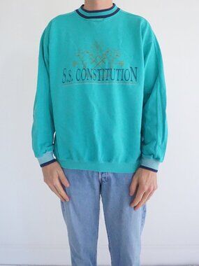 Vintage Gear For Sports Teal S.S. Constitution Nautical Cruise Ship Sweatshirt M